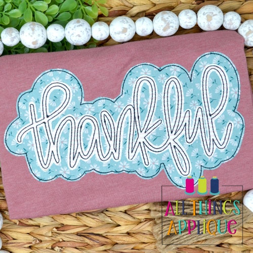 Grateful Hand Lettered Cursive Applique Design Double Layer Etsy