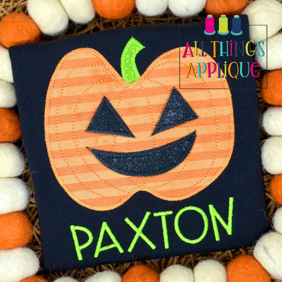 Jack O Lantern Zig Zag Stitch Machine Embroidery Applique Design for ...