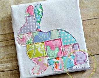 Patchwork Applique Design - Easter Bunny Applique Design - BEAN Stitch (#947) - 4 Sizes Included - INSTANT DOWNLOAD