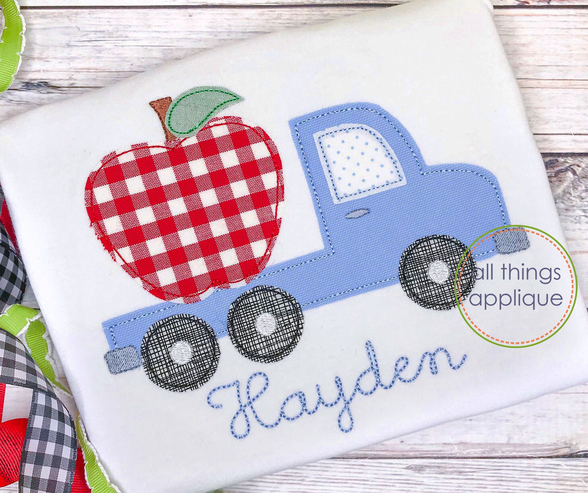 Back to School Applique Design for Machine Embroidery - Bean Vintage ...