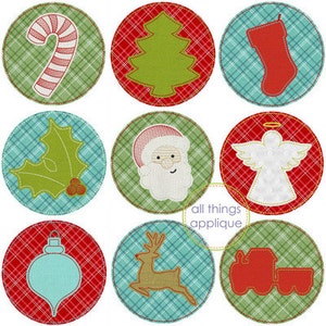 Christmas Silhouette Applique Design Set - CIRCLE - Christmas Applique Designs - 9 Designs - 4 Sizes Each - INSTANT DOWNLOAD