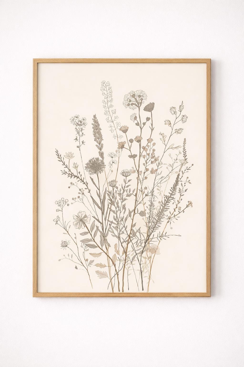 Wildflower Line Art Print. Minimalist Botanical Wall Art. Neutral ...