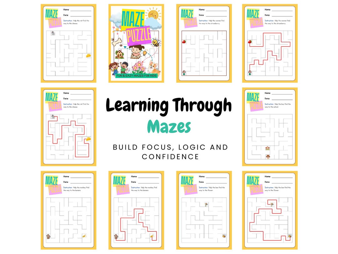 Kids Maze Puzzle Worksheet – Instant Download PDF - Etsy