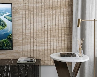 Travertine X-Base Side Table — Round Marble-Top Accent , Sculptural Stone End Table