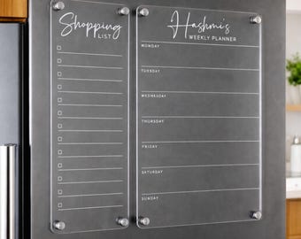 Planner per frigorifero in acrilico trasparente / Organizer settimanale riutilizzabile per cucine moderne