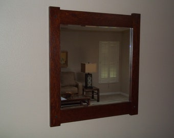 Quartersawn White Oak Mirror Arts and Crafts Mission Craftsmen Style overall 19" X 21" Handcrafted/Handmade