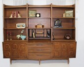 Mid Century Modern Broyhill Sculptra wall unit with drop front desk
