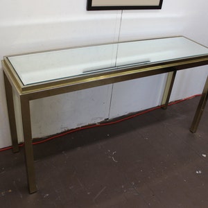 Mid Century Modern brass and mirror console table image 3