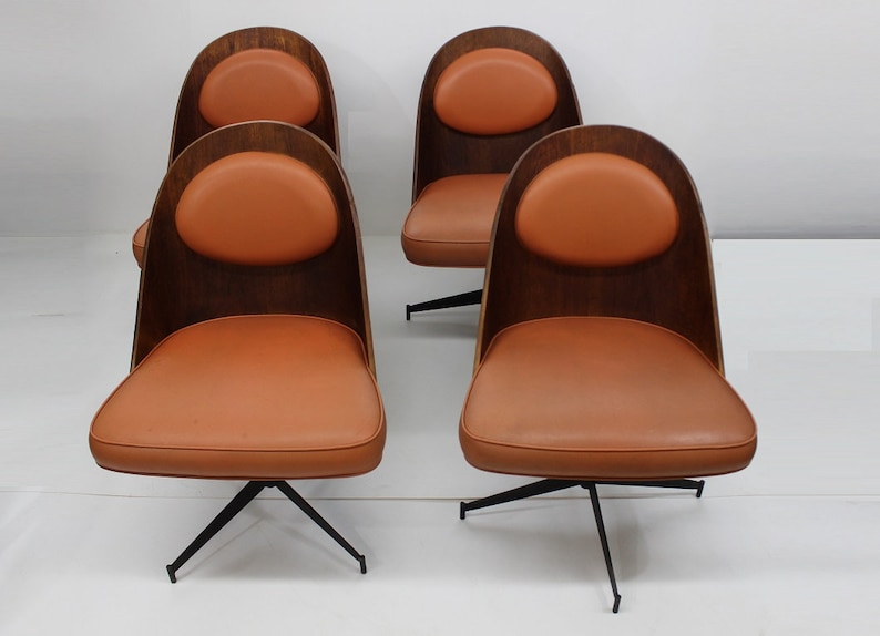 Mid Century Modern dining chairs set of 4 plywood and vinyl chairs Gre-Stuff.com image 2