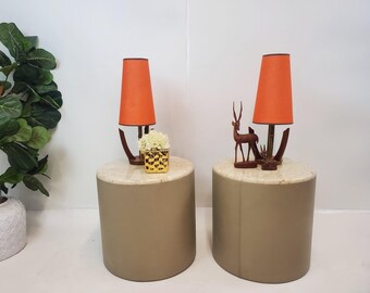 Granite and leatherette Vintage side tables |