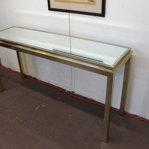 Mid Century Modern brass and mirror console table image 2