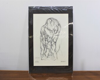 Mid Century Modern, abstract figurative drawing by Abraham Rattner