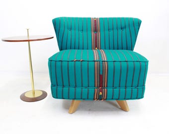 Mid Century Modern chair by Kroehler in Lagoon Guatemalan fabric |