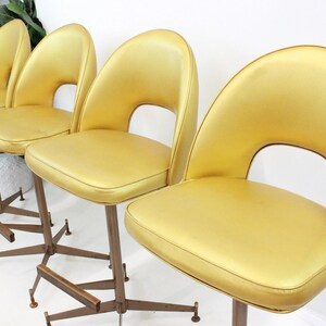 Mid Century Modern gold vinyl bar stools 1960's image 8