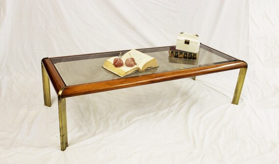 Mid Century Modern Danish Lane Coffee Table Glass Wood - Lane Mid Century Glass Coffee Table