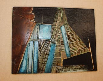Mid Century Modern, textured abstract painting,  1960's
