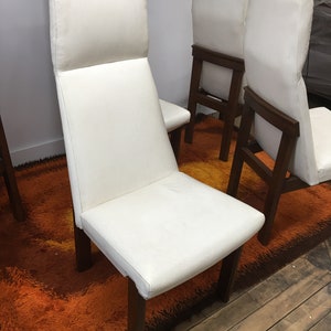 Mid Century Modern dining chairs set of 4 white vinyl Gre-Stuff.com image 5