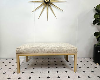 Mid Century Modern Metal Base Upholstered Bench |