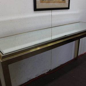 Mid Century Modern brass and mirror console table image 5