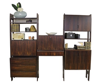 Mid Century Modern, free standing Danish Modern wall unit in Rosewood