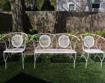 Mid Century Modern patio chairs and settee set  |