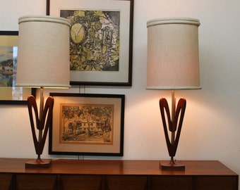 Mid Century Modern danish, wood lamps (2)