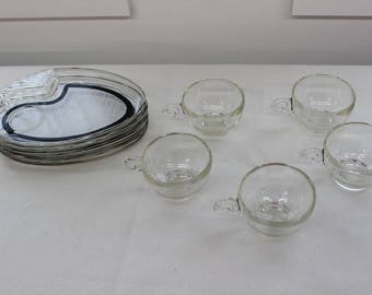 Mid Century Modern, vintage plates and cups set of 9pcs