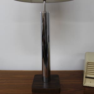 Mid Century Modern vintage Walter Von Nessen style table lamp chrome and laminate image 2