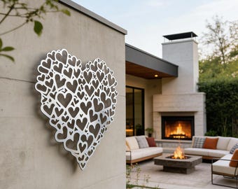 Wacky Metal Heart, Silvery Natural Decor, Large Heart Wall Hanging At The Door, Silvery Modern Metal, Heart Design,  Modern Wall Art