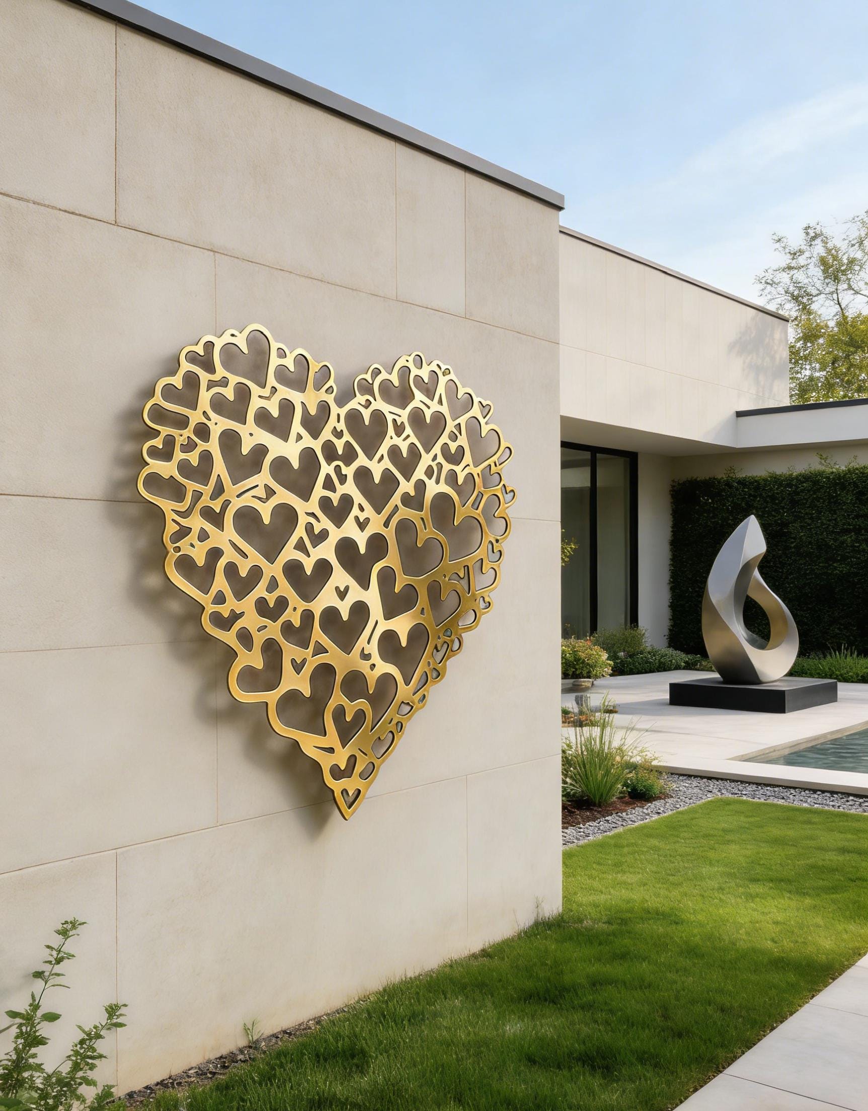 Wacky Metal Heart, Gold Natural Decor, Large Heart Wall Hanging at the ...