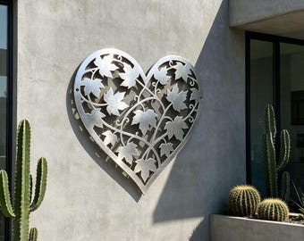 Wacky Metal Heart, Silvery Natural Decor, Large Heart Wall Hanging At The Door, Silvery Modern Metal, Heart Design,  Modern Wall Art