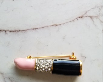 Rhinestone Pink Lipstick, Unusual Color, KJL Like.