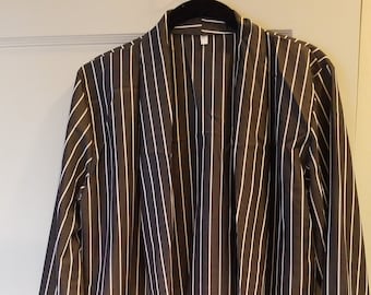 Blazer,Over sized Stripe Jacket, Light Weight Summer Fabric in Dark Grey and White. SALE
