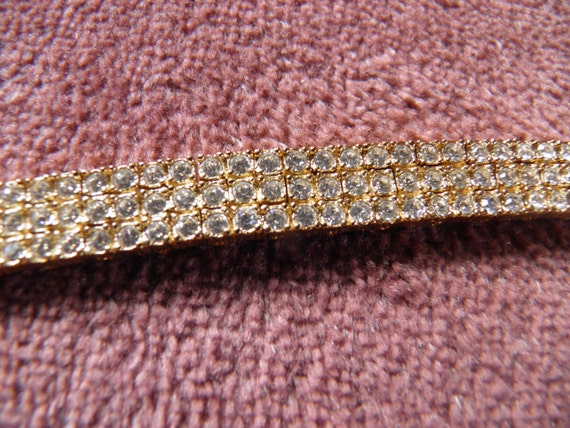 Vintage Tennis Bracelet set in Gold, Man Made Dia… - image 1