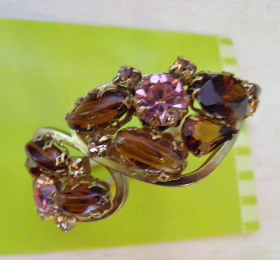 Bracelet, Juliana Rootbeer and Pink Rhinestones C… - image 3