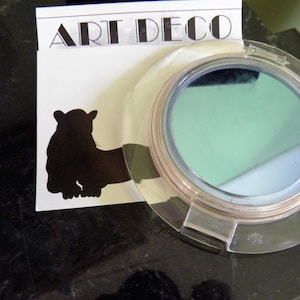 Retro Compact, Art Dec0, Vintage Plastic and Blue Mirror.