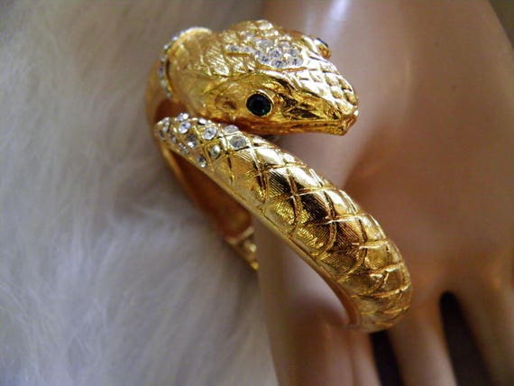 Rare Chunky, Bold KJL Signed Snake Bracelet Watch… - image 5