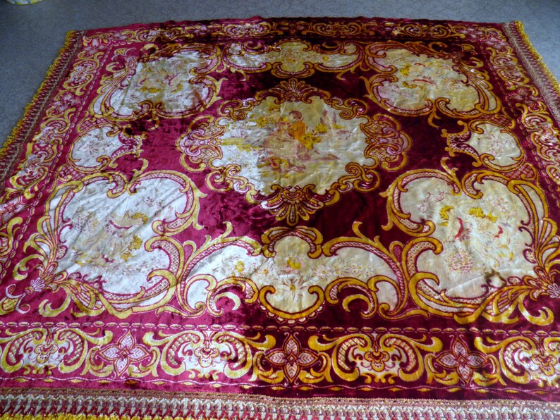 Lush Antique Silk Velvet Bedspread Rug or Wall Hanging Etsy