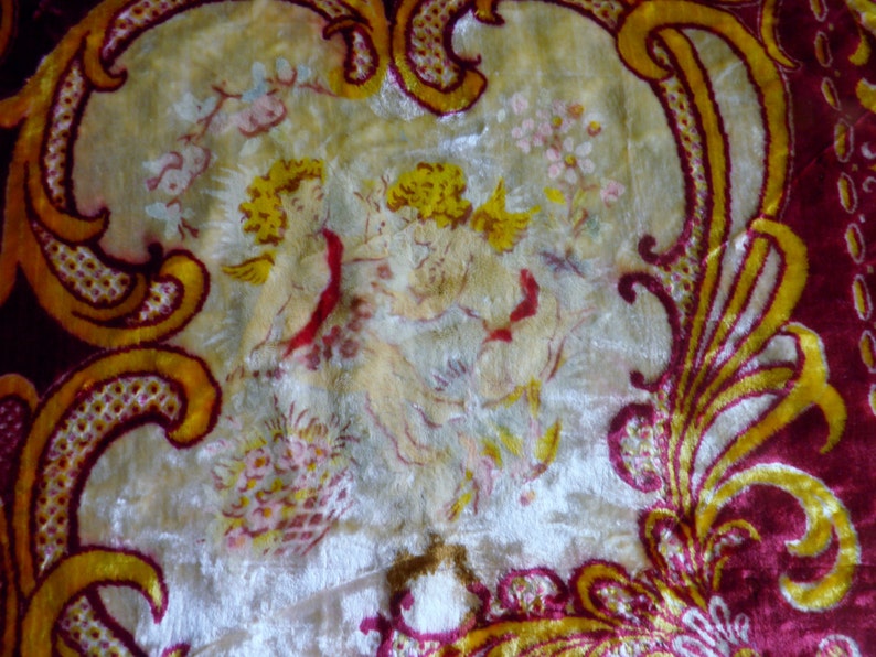 Lush Antique Silk Velvet Bedspread Rug or Wall Hanging Etsy