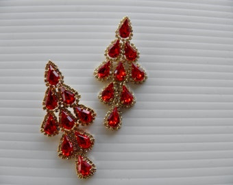 Rhinestone Drop Dangle Pieced Earrings