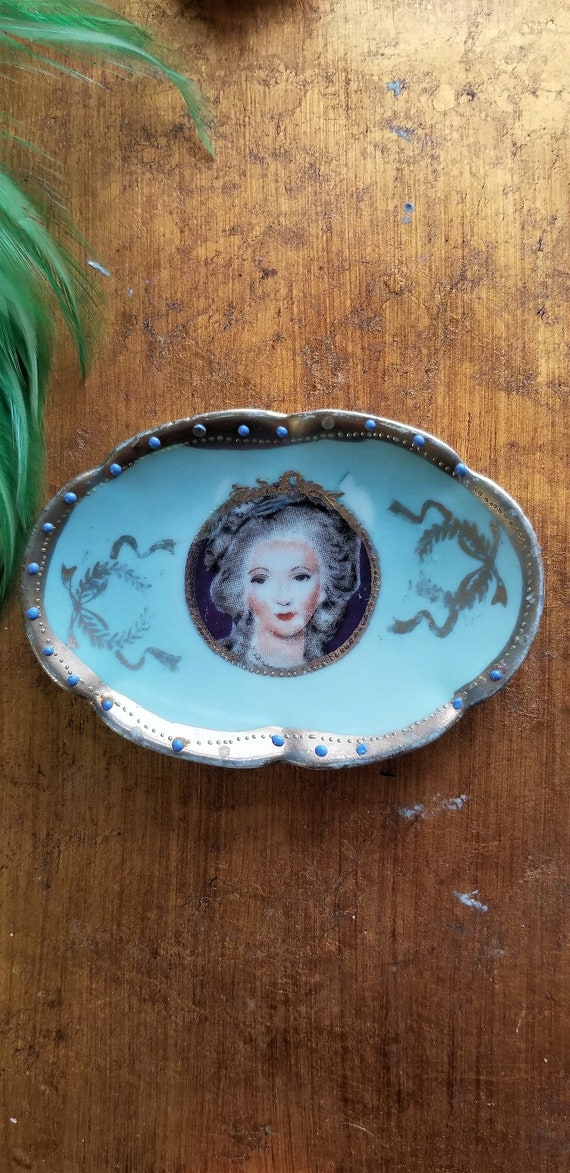 SALE***Hand Painted Victorian Ring Holder, Lady P… - image 1