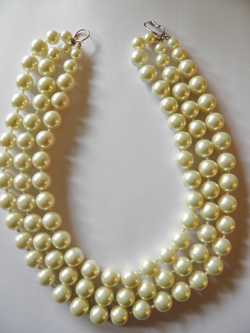 Faux Triple Strand Pearls, Bride, Wedding, Yummy image 4