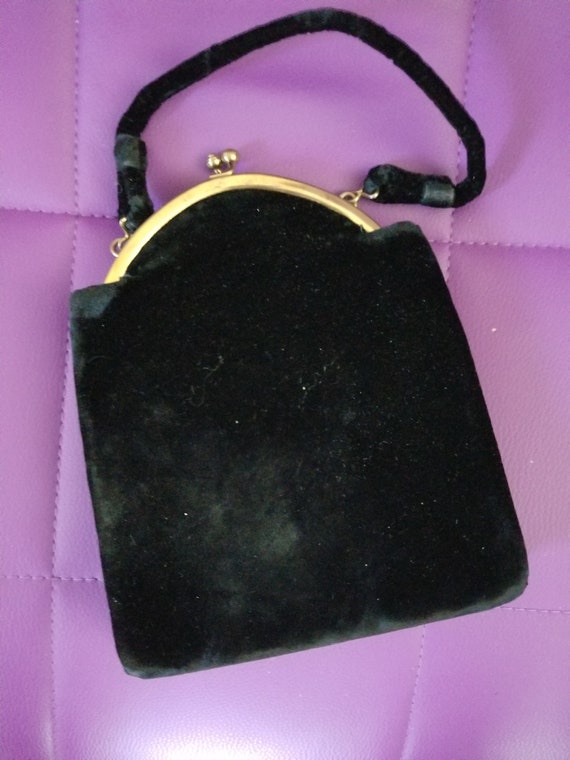 PURSE, Antique Velvet Deco Evening Bag - image 1