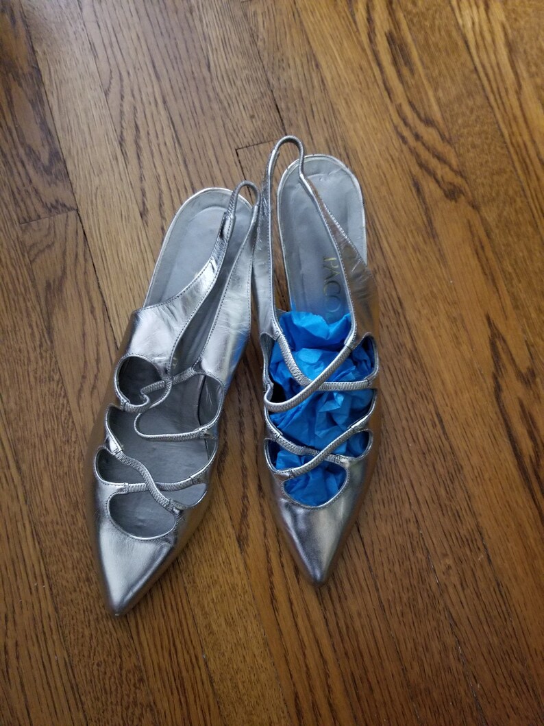silver designer heels