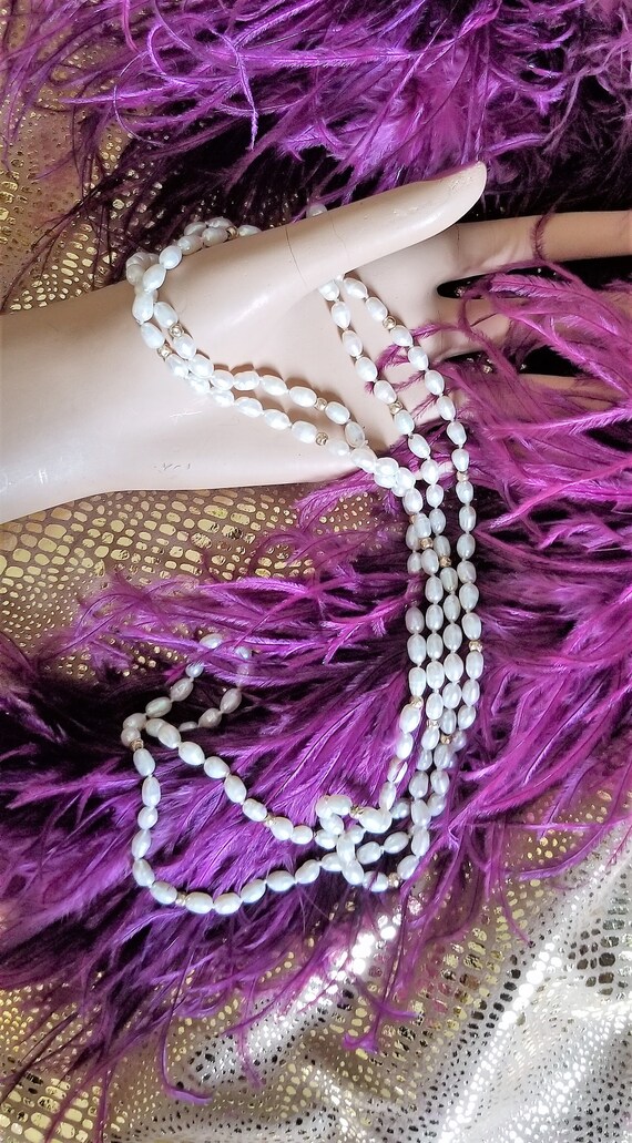 Freshwater Pearls With 14k Beads .  Very Long Str… - image 6