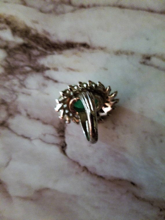 Faux Diamond and Jade Statement Ring. - image 4