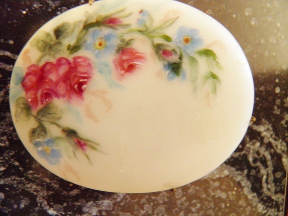 Hand Painted Brooch, 2 pieces, Porcelain Hand Pai… - image 2