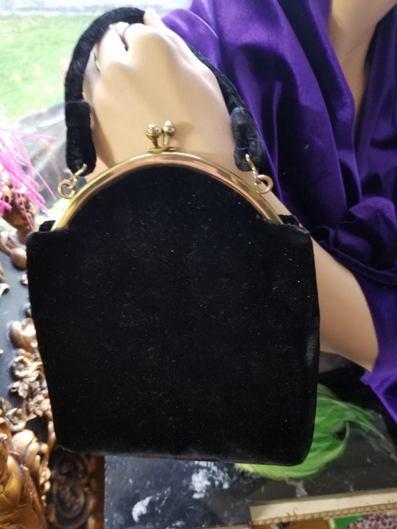 PURSE, Antique Velvet Deco Evening Bag - image 2