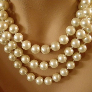 Faux Triple Strand Pearls, Bride, Wedding, Yummy image 2