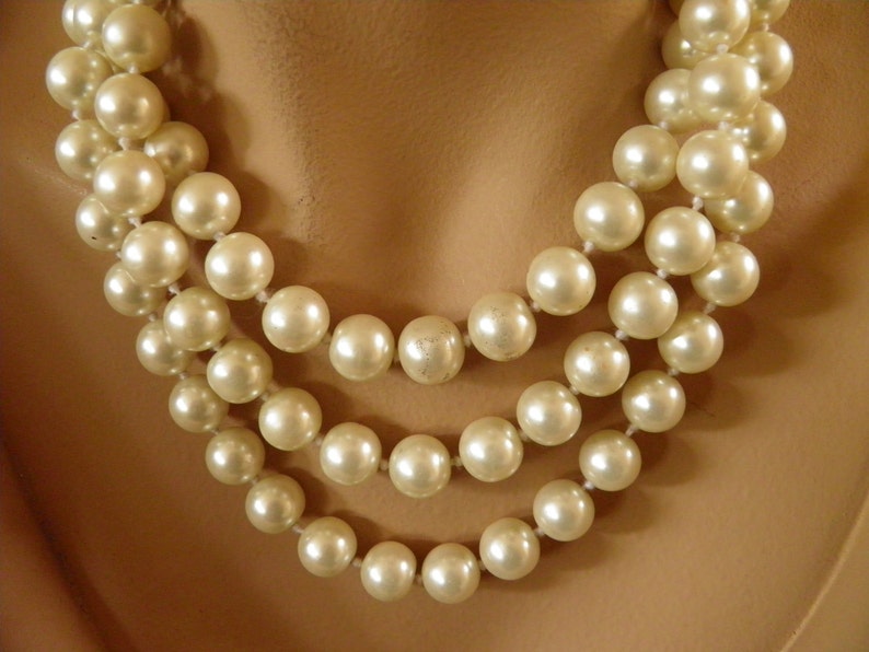 Faux Triple Strand Pearls, Bride, Wedding, Yummy image 2